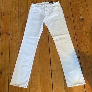 y2k white denim low rise frayed jeans